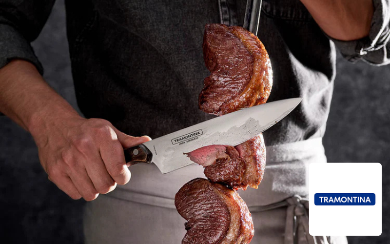 Kundenreferenz: Tramontina, Messer schneidet Fleisch