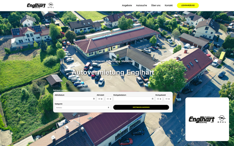 Kundenreferenz: Autohaus Englhart, Screenshot Autovermietung